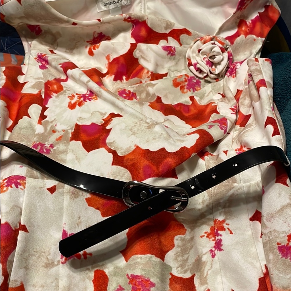 Dressbarn Floral Dress with Black Belt